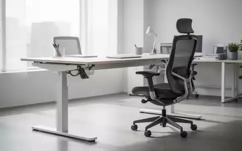 Ein höhenverstellbarer Schreibtisch und ein ergonomischer Bürostuhl in einem modernen, hellen Büro. Fokus auf die Anpassungsfunktionen. - Foto: über boerse-global.de
