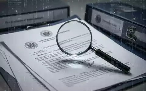 Ein unscharfer Stapel von Regierungsdokumenten oder Akten, über denen ein Vergrößerungsglas schwebt, das Prüfung und Transparenz symbolisiert. - Foto: über boerse-global.de