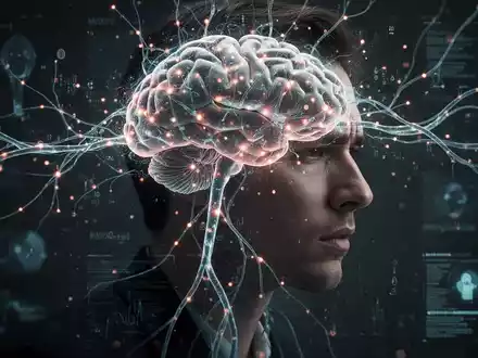 Kopf im Profil mit leuchtenden neuronalen Pfaden und Datenpunkten, die Stress und seine Auswirkungen auf die Gehirnfunktion darstellen. - Foto: über boerse-global.de