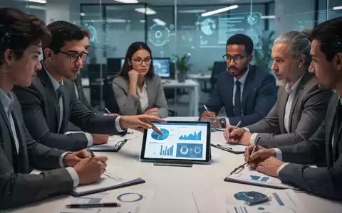 Eine Gruppe von Fachleuten bespricht Risikobewertungen am Arbeitsplatz, wobei ein Mitarbeiter auf ein Tablet mit Diagrammen zeigt. - Foto: über boerse-global.de