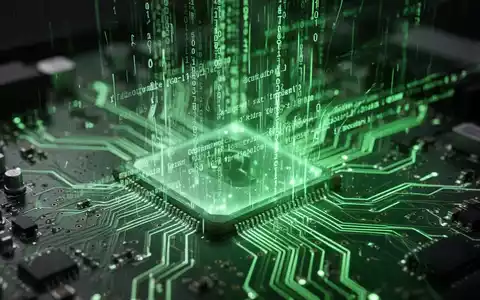 Nahaufnahme einer leuchtend grünen Platine mit digitalen Codezeilen, die eine Software-Sicherheitslücke und Datenleck symbolisiert. - Foto: über boerse-global.de