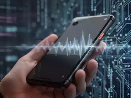 Nahaufnahme eines modernen Smartphones mit dezentem digitalem Schallwellen-Grafik aus dem Lautsprecher. - Foto: über boerse-global.de