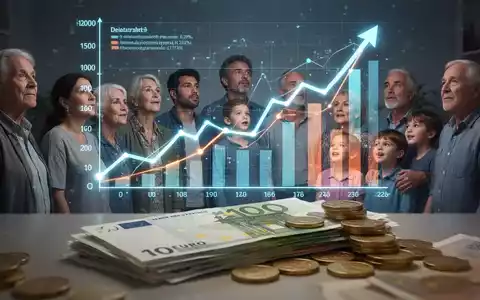 Eine vielfältige Gruppe von Menschen, die vor einem leuchtenden digitalen Diagramm mit positiven Finanzindikatoren stehen, mit Euro-Banknoten im Vordergrund. - Foto: über boerse-global.de