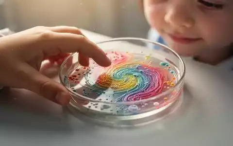 Nahaufnahme einer Kinderhand, die eine Petrischale mit einer mikrobiellen Kultur berührt, symbolisiert Darmgesundheit und Forschung. - Foto: über boerse-global.de
