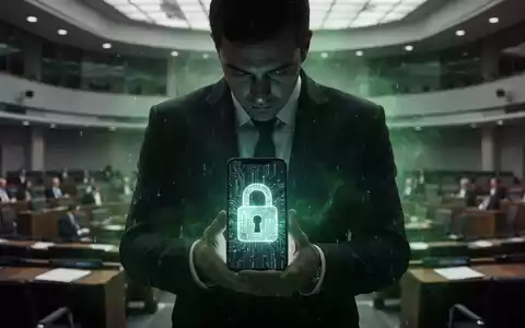 Eine schattenhafte Figur hält ein Smartphone mit einem leuchtenden, abstrakten digitalen Schloss-Symbol, umgeben von einem grünen digitalen Dunst. - Foto: über boerse-global.de