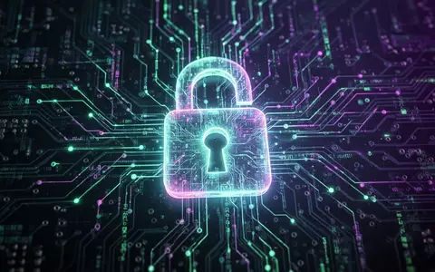 Abstraktes digitales Schloss-Symbol auf dunklem Leiterplattenhintergrund, das eine Cybersicherheitslücke in einem Netzwerkdienst symbolisiert. - Foto: über boerse-global.de