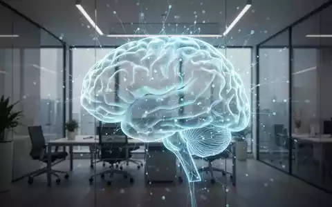 Glühende, vernetzte KI-Neuronennetz-Visualisierung über modernem, dezent beleuchtetem Büroinnenraum, Symbol für Unternehmens-KI-Investitionen. - Foto: über boerse-global.de