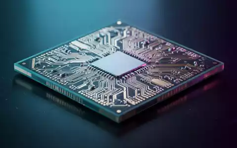 Nahaufnahme einer CPU mit filigranen Gold- und Silberleiterbahnen, Spiegelung auf dunkler Oberfläche, unter blau-violettem Licht. - Foto: über boerse-global.de