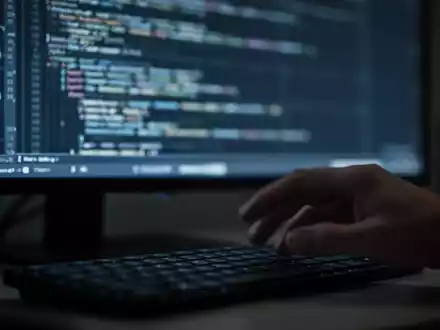 Eine Nahaufnahme eines verschwommenen Computerbildschirms mit abstrakten Daten und einer Hand, die eine Maus bedient, im Vordergrund. - Foto: über boerse-global.de
