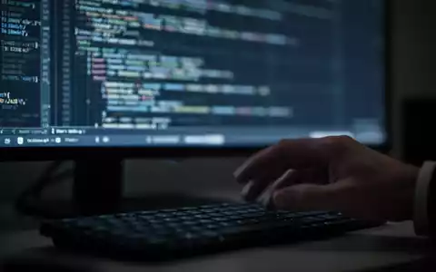 Eine Nahaufnahme eines verschwommenen Computerbildschirms mit abstrakten Daten und einer Hand, die eine Maus bedient, im Vordergrund. - Foto: über boerse-global.de