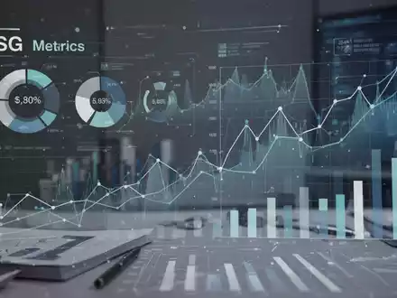 Eine stilisierte, moderne Datenvisualisierung von ESG-Metriken mit überlagerten Finanzgrafiken in einem professionellen Umfeld. - Foto: über boerse-global.de