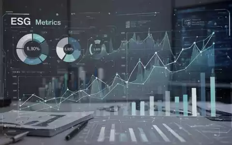 Eine stilisierte, moderne Datenvisualisierung von ESG-Metriken mit überlagerten Finanzgrafiken in einem professionellen Umfeld. - Foto: über boerse-global.de