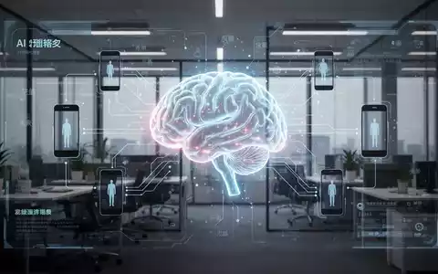 Leuchtendes KI-Gehirn-Symbol auf digitalem Bildschirm, umgeben von abstrakten Datenlinien und Handy-Silhouetten, symbolisiert KI-Integration. - Foto: über boerse-global.de