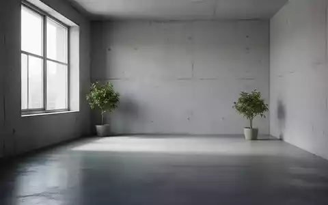 Ein heller, leerer Raum mit Betonwänden und -boden, natürliches Licht fällt durch ein großes Fenster. Symbolisiert minimalistisches Wohnen. - Foto: über boerse-global.de