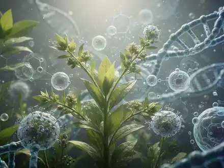 Eine Nahaufnahme von Pflanzenextrakten und botanischen Elementen, die sich mit abstrakten wissenschaftlichen Darstellungen vermischen. - Foto: über boerse-global.de