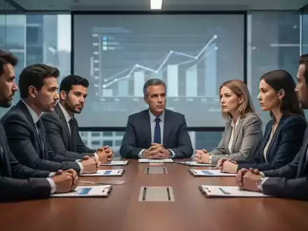 Geschäftsleute diskutieren an einem Konferenztisch, symbolisch für die EU-Entgelttransparenzrichtlinie und die Gleichstellung der Geschlechter. - Foto: über boerse-global.de