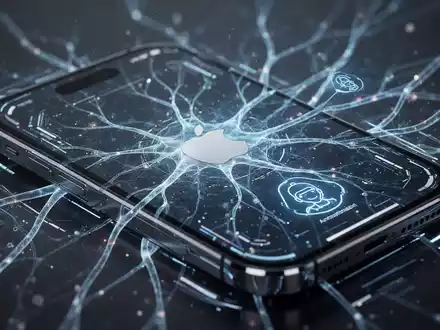 Nahaufnahme eines Smartphone-Bildschirms mit futuristischem KI-Interface, leuchtenden neuronalen Netzwerkmustern und einem digitalen Assistenten-Symbol. - Foto: über boerse-global.de