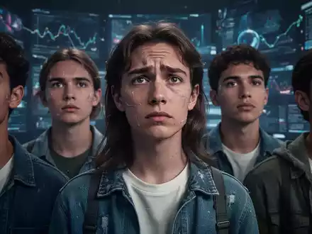 Junge Erwachsene der Gen Z mit subtilen Anzeichen beschleunigter Alterung vor einem unscharfen, modernen Hintergrund. - Foto: über boerse-global.de
