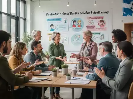 Eine Gruppe von Menschen nimmt an einem Präventionsworkshop teil, der sich auf psychische Gesundheit und Gemeinschaftsnetzwerke konzentriert. - Foto: über boerse-global.de