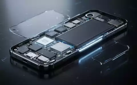 Nahaufnahme eines High-Tech-Smartphones, teilweise zerlegt, mit Modem-Chip und großem Akku. - Foto: über boerse-global.de