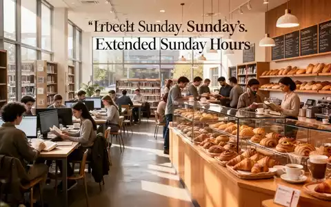 Eine einladende öffentliche Bibliothek oder eine gemütliche Bäckerei am Sonntagmorgen mit Menschen, die die verlängerten Öffnungszeiten genießen. - Foto: über boerse-global.de