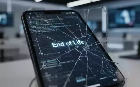 Ein Smartphone-Bildschirm mit verblassender digitaler Oberfläche, die das Ende des Softwaresupports für ältere Geräte symbolisiert. - Foto: über boerse-global.de