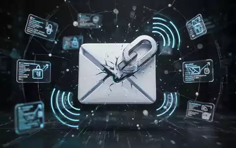 E-Mail-Postausgang-Symbol mit gebrochenem Kettenglied, das Kommunikationsfehler und technische Probleme bei der E-Mail-Zustellung darstellt. - Foto: über boerse-global.de