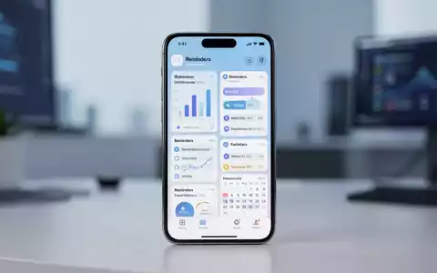 Ein modernes Smartphone zeigt eine hochentwickelte Produktivitäts-App mit Diagrammen und Aufgabenlisten in einer aufgeräumten Büroumgebung. - Foto: über boerse-global.de