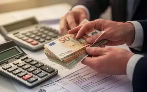 Hände zählen Euro-Banknoten, mit einem Taschenrechner und Dokumenten im Hintergrund, symbolisieren Finanzregeln für Minijobber. - Foto: über boerse-global.de