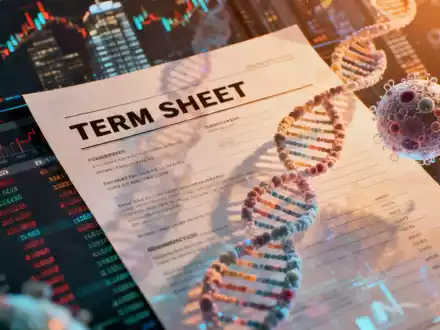 Ein stilisiertes Finanzdokument, das ein Termsheet darstellt, mit subtilen medizinischen oder biologischen Elementen im Hintergrund. - Foto: über boerse-global.de
