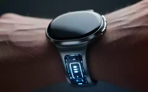 Nahaufnahme einer Smartwatch mit einem innovativen Armband, das Sensoren enthält, auf einem menschlichen Handgelenk. - Foto: über boerse-global.de