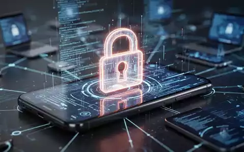 Leuchtendes Vorhängeschloss-Symbol über Smartphone-Bildschirm mit abstrakten Daten, symbolisiert sichere digitale Kommunikation und Verschlüsselung. - Foto: über boerse-global.de