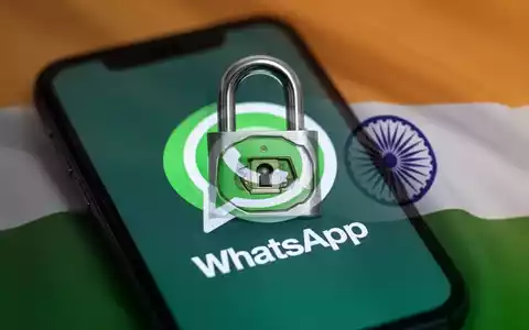 Digitales Vorhängeschloss über Smartphone mit WhatsApp-Logo, dezent mit Farben der indischen Flagge unterlegt, symbolisiert digitale Sicherheitsbedenken. - Foto: über boerse-global.de