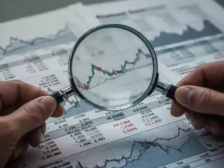 Eine Hand hält eine Lupe über ein Finanzdokument, das das Verfallen von Aktienoptionen darstellt. - Foto: über boerse-global.de