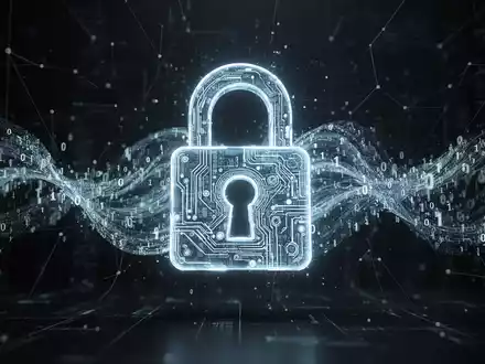 Glühendes digitales Schloss-Symbol umgeben von fließendem Binärcode vor dunklem High-Tech-Hintergrund, symbolisiert eine Cybersicherheitslücke. - Foto: über boerse-global.de