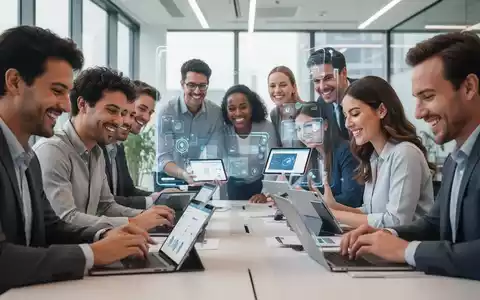 Neue Mitarbeiter nutzen digitale Geräte in einem modernen Büro für das Onboarding, symbolisch für digitale Prozesse und Mitarbeiterbindung. - Foto: über boerse-global.de