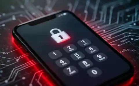Smartphone-Bildschirm mit Schloss-Symbol und Ziffernblock, rotes Leuchten, symbolisiert erhöhte Sicherheit und Sperrfunktionen. - Foto: über boerse-global.de