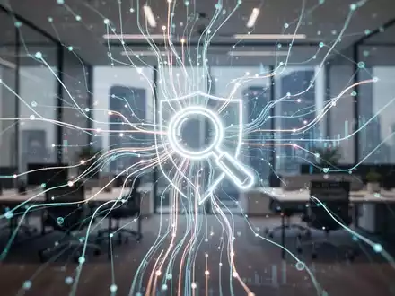 Abstrakte Darstellung von Datenflüssen und Regulierung, symbolisiert durch leuchtende Linien, die auf ein Aufsichtssymbol zulaufen. - Foto: über boerse-global.de
