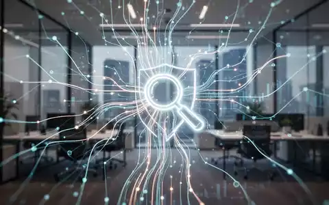 Abstrakte Darstellung von Datenflüssen und Regulierung, symbolisiert durch leuchtende Linien, die auf ein Aufsichtssymbol zulaufen. - Foto: über boerse-global.de