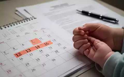 Ein Kalenderblatt mit hervorgehobenem Datum, daneben eine Babyhand, die einen Erwachsenenfinger hält, im Hintergrund ein juristisches Dokument. - Foto: über boerse-global.de