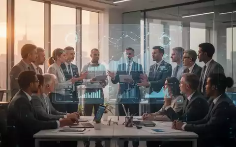 Führungskräfte mit technischem Hintergrund diskutieren KI-Strategien und betriebswirtschaftliche Konzepte in einem modernen Büro. - Foto: über boerse-global.de