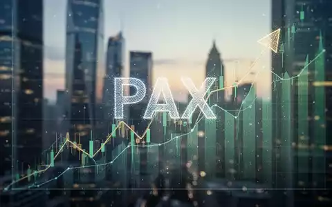 Abstrakte Darstellung eines steigenden Börsenkurses mit einem stilisierten 'PAX' Logo-Effekt, vor einem modernen Finanzviertel. - Foto: über boerse-global.de