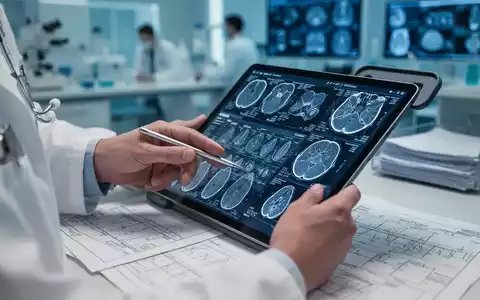 Nahaufnahme der Hände eines Arztes, der medizinische Diagramme und digitale Scans auf einem Tablet überprüft. - Foto: über boerse-global.de