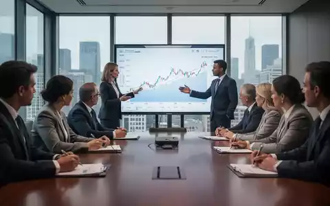 Geschäftsleute in einem modernen Konferenzraum, die eine Präsentation über Finanzdaten und Unternehmensführung diskutieren. - Foto: über boerse-global.de