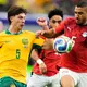 Der Ägypter Ramy Rabia (r) und der Australier Jordan Bos kämpfen um den Ball. - Bild: Tony Gutierrez/AP/dpa