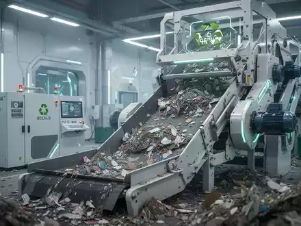 Eine Nahaufnahme moderner Recyclingmaschinen, die Materialien verarbeiten, mit einem Fokus auf Nachhaltigkeit und technologischen Fortschritt. - Foto: über boerse-global.de