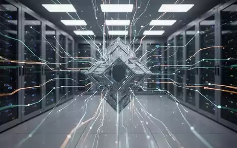 Ein Netzwerk aus leuchtenden digitalen Linien und Datenströmen, die in eine zentrale, robuste geometrische Struktur münden. - Foto: über boerse-global.de
