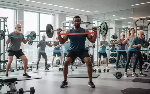 Menschen unterschiedlichen Alters beim Krafttraining mit Gewichten und Widerstandsbändern in einem modernen Fitnessstudio. - Foto: über boerse-global.de