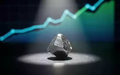 Ein glänzender Graphitkristall vor einem dezenten Hintergrund einer aufsteigenden digitalen Börsenkurve. - Foto: über boerse-global.de