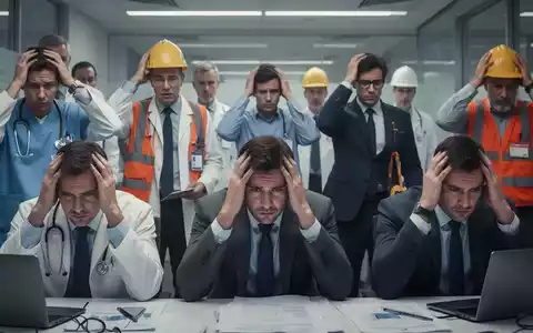 Eine Gruppe erschöpfter Fachleute aus verschiedenen Branchen, die Anzeichen von Stress und Müdigkeit zeigen, in einem modernen Arbeitsumfeld. - Foto: über boerse-global.de